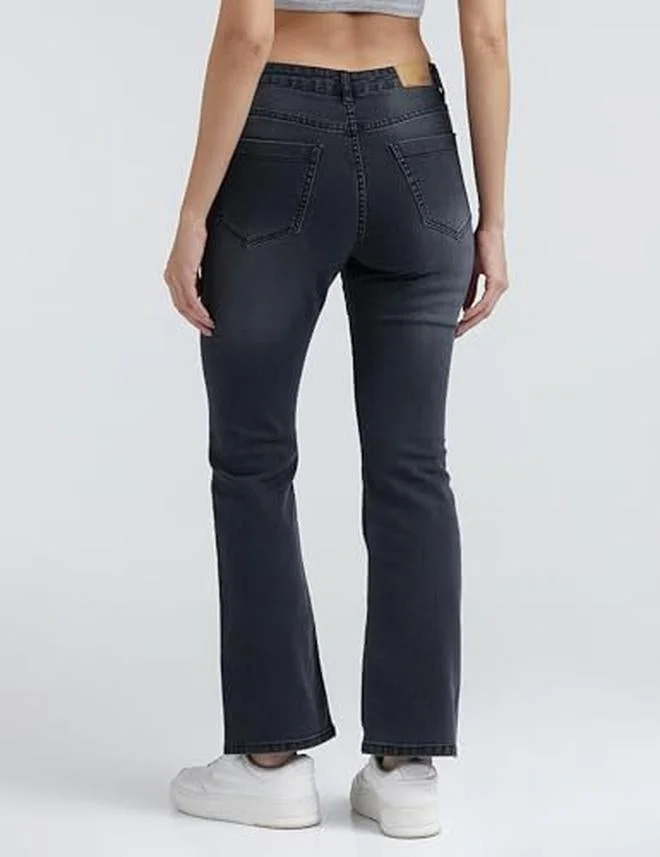 inkd Graphite Women's Flared Bootcut Jeans - High-Rise | Enzyme Wash | Classic 5 Pocket Styling | Jeans for Women for Women | Best Price UAE